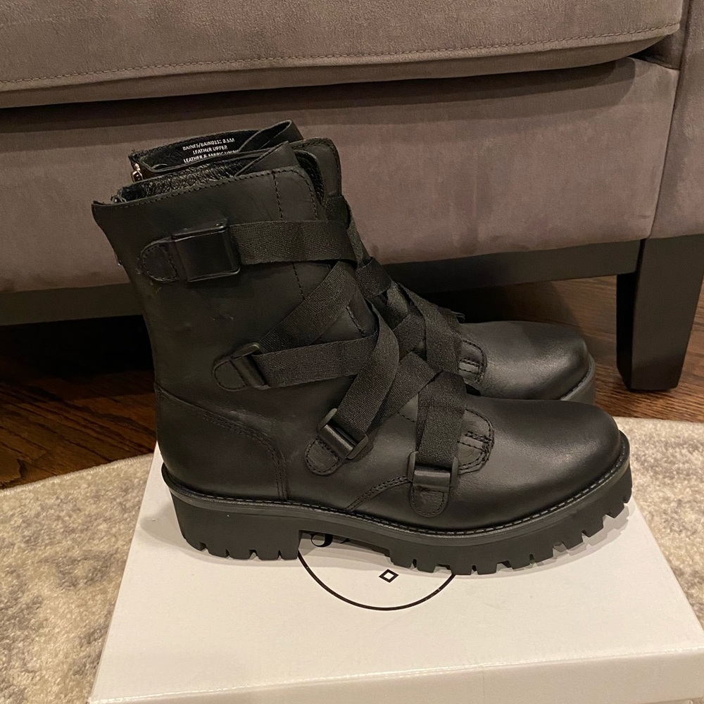 Black Steve Madden Baines Leather Boots